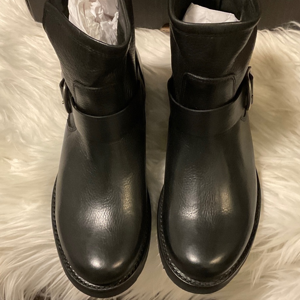Frye Black Buckle Leather Boots - Picture 10 of 16